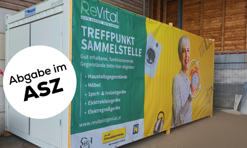 ReVital-Container zur Sammlung von Gebrauchtwaren im ASZ Purgstall