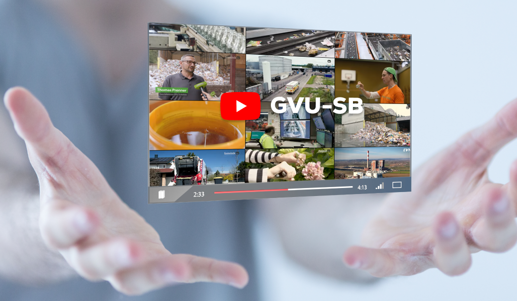 H&auml;nde, die eine schwebende Grafik mit Video-Teasern umfassen