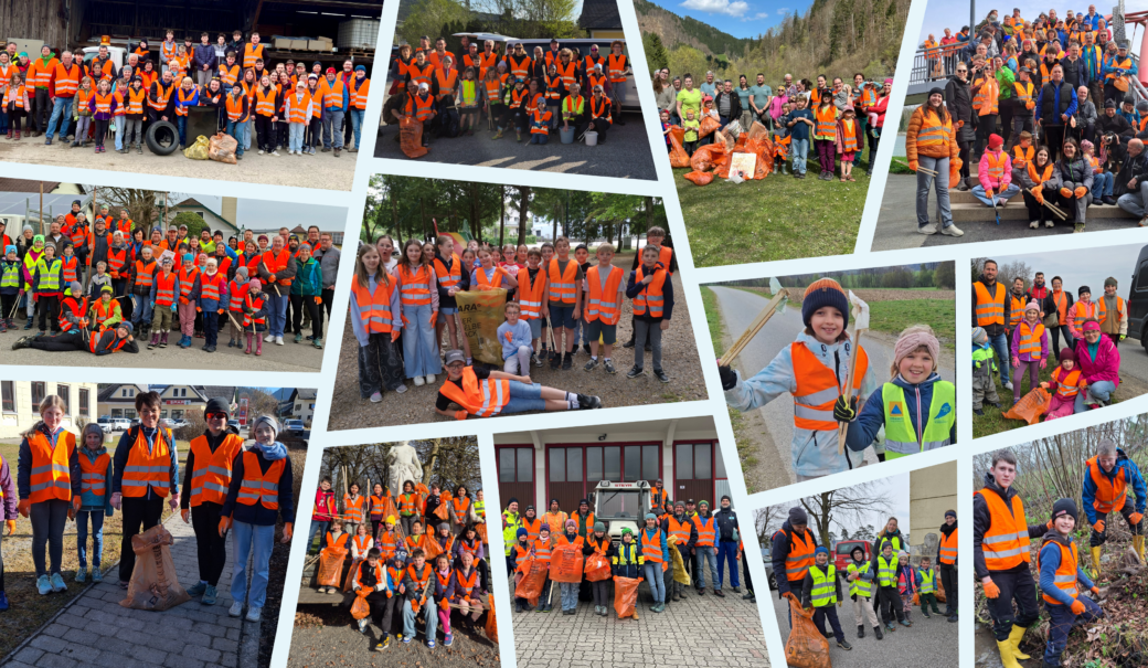 Fotocollage aus verschiedenen Gruppenfotos mit Personen, die beim Fr&uuml;hjahrsputz mitgewirkt haben.